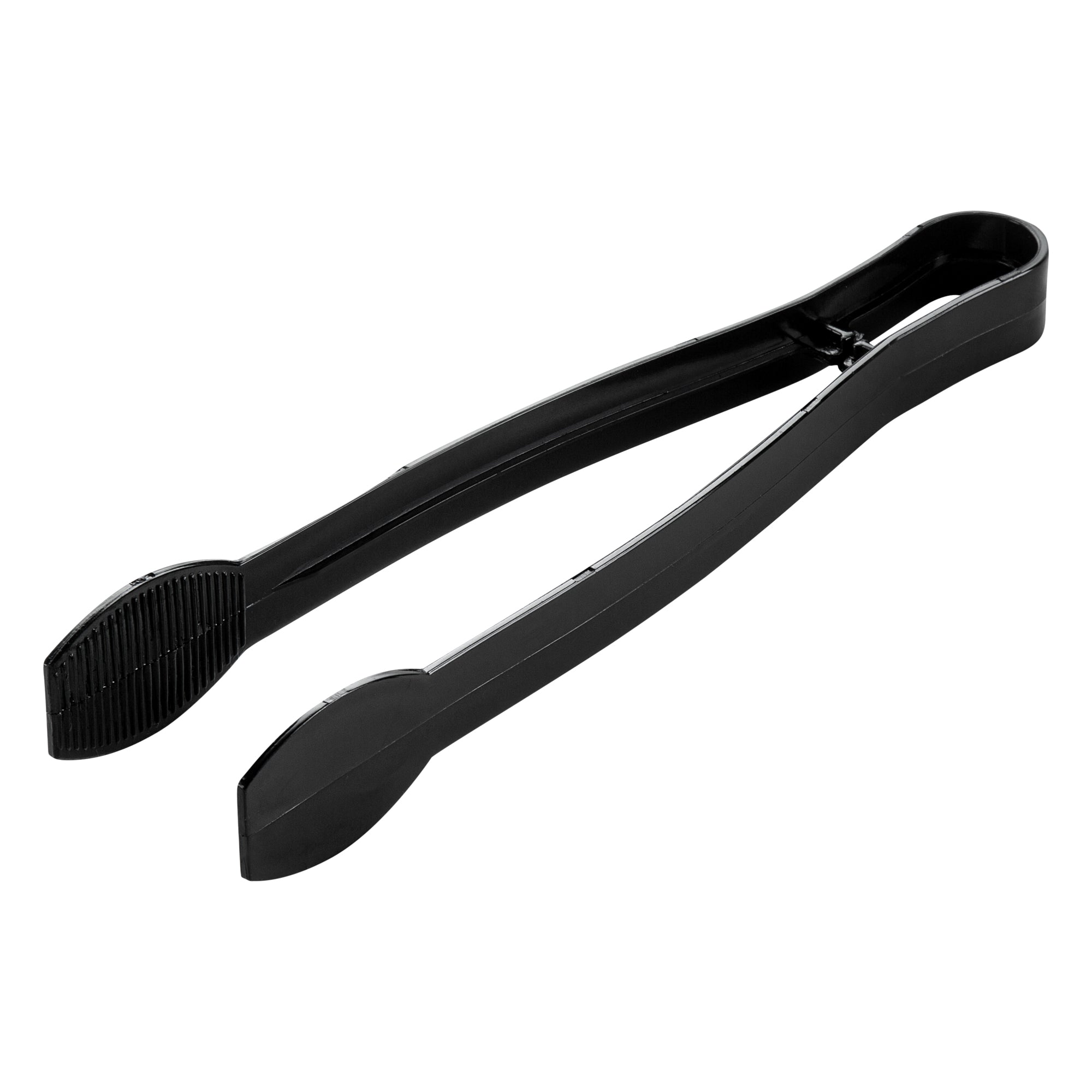 Cater Tek Black Plastic Tongs - Ridged - 9" - 100 count box