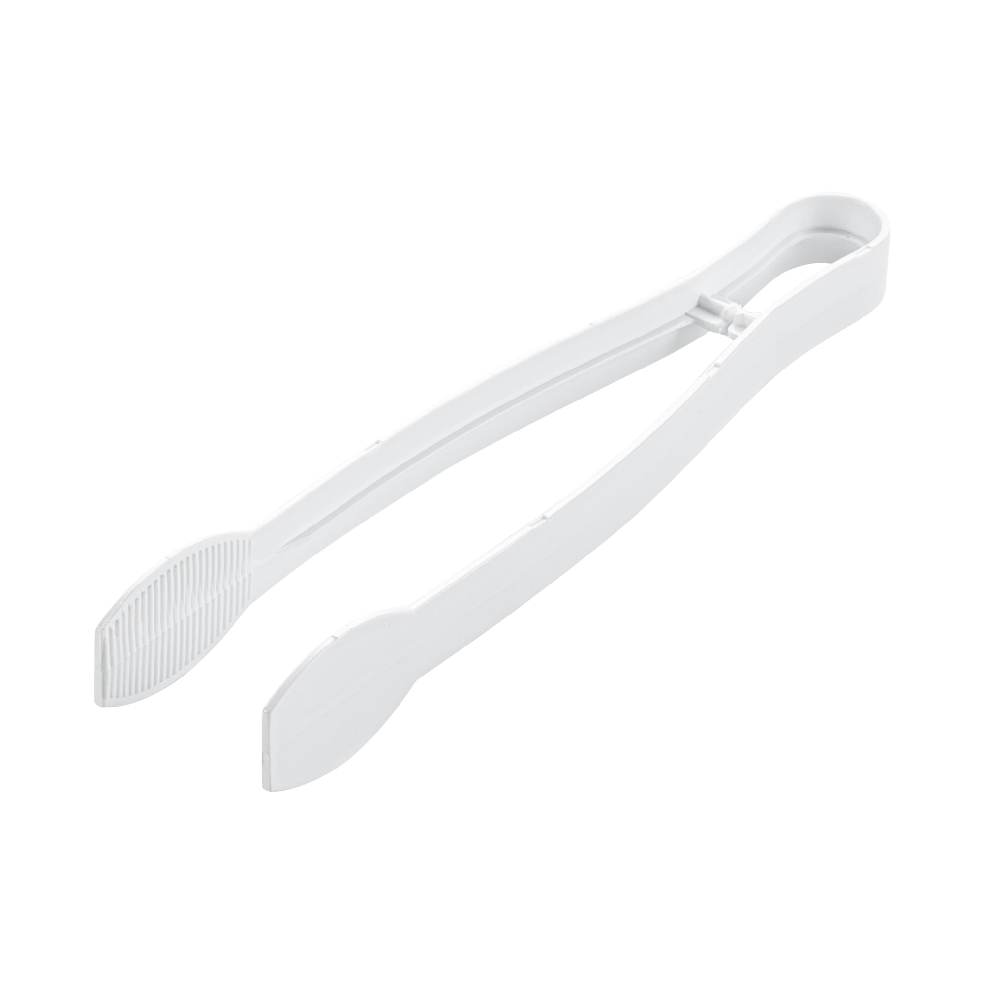 Cater Tek White Plastic Tongs - Ridged - 9" - 100 count box