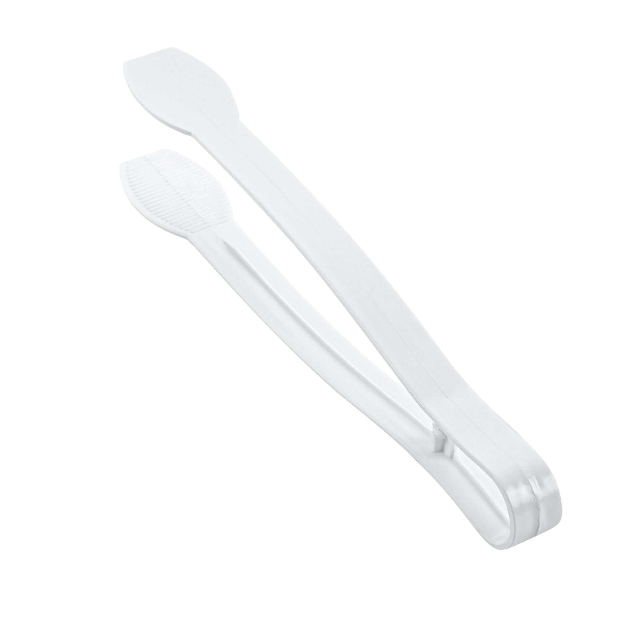 Cater Tek White Plastic Tongs - Ridged - 9" - 100 count box