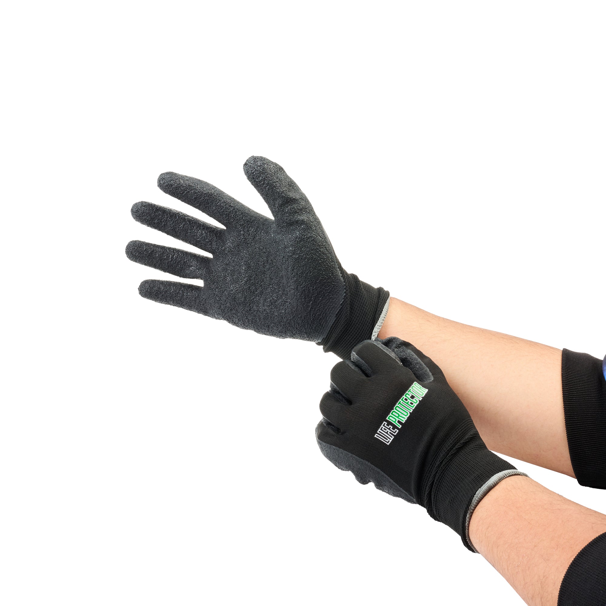 Life Protector Black Nylon Extra Large Work Glove - with Crinkle Latex Palm Coating - 10 count box