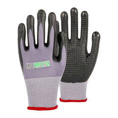 Life Protector Gray Nylon / Spandex Small Work Glove - with Ultra-Thin Foam Nitrile Palm Coating and Dots - 10 count box