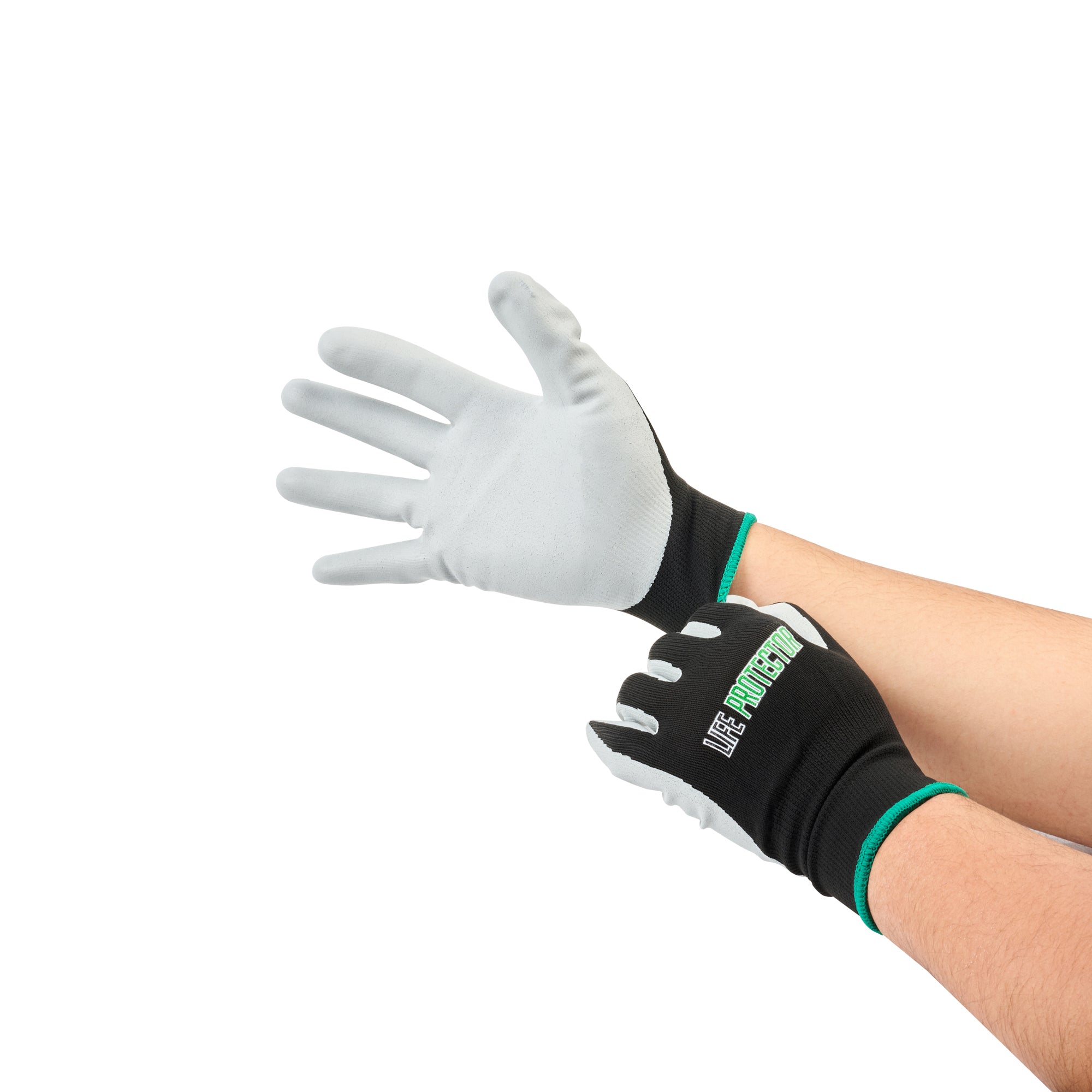 Life Protector Black Nylon Medium Work Glove - with Foam Nitrile Palm Coating - 10 count box