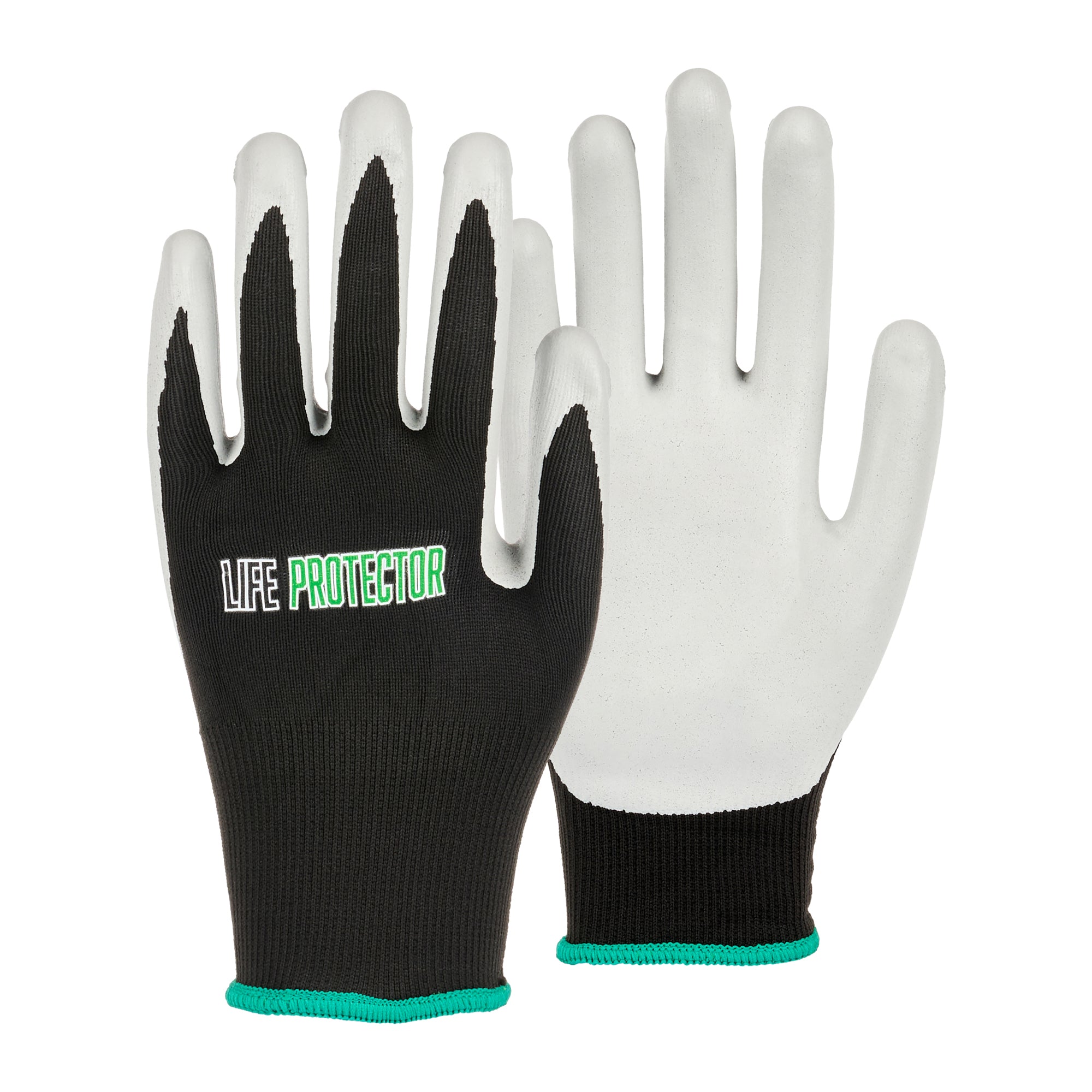 Life Protector Black Nylon Medium Work Glove - with Foam Nitrile Palm Coating - 10 count box