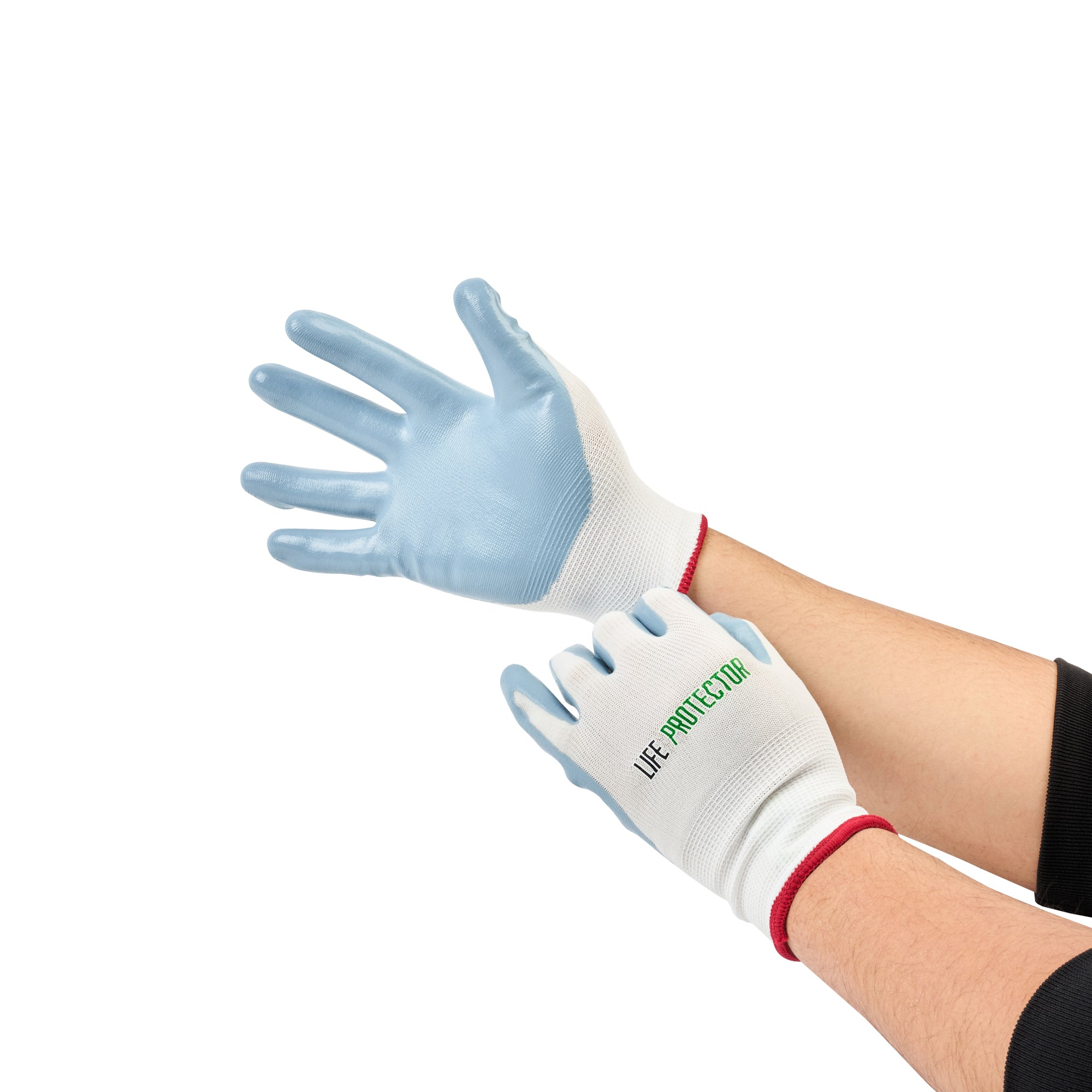 Life Protector White Nylon Small Work Glove - with Flat Nitrile Palm Coating - 10 count box