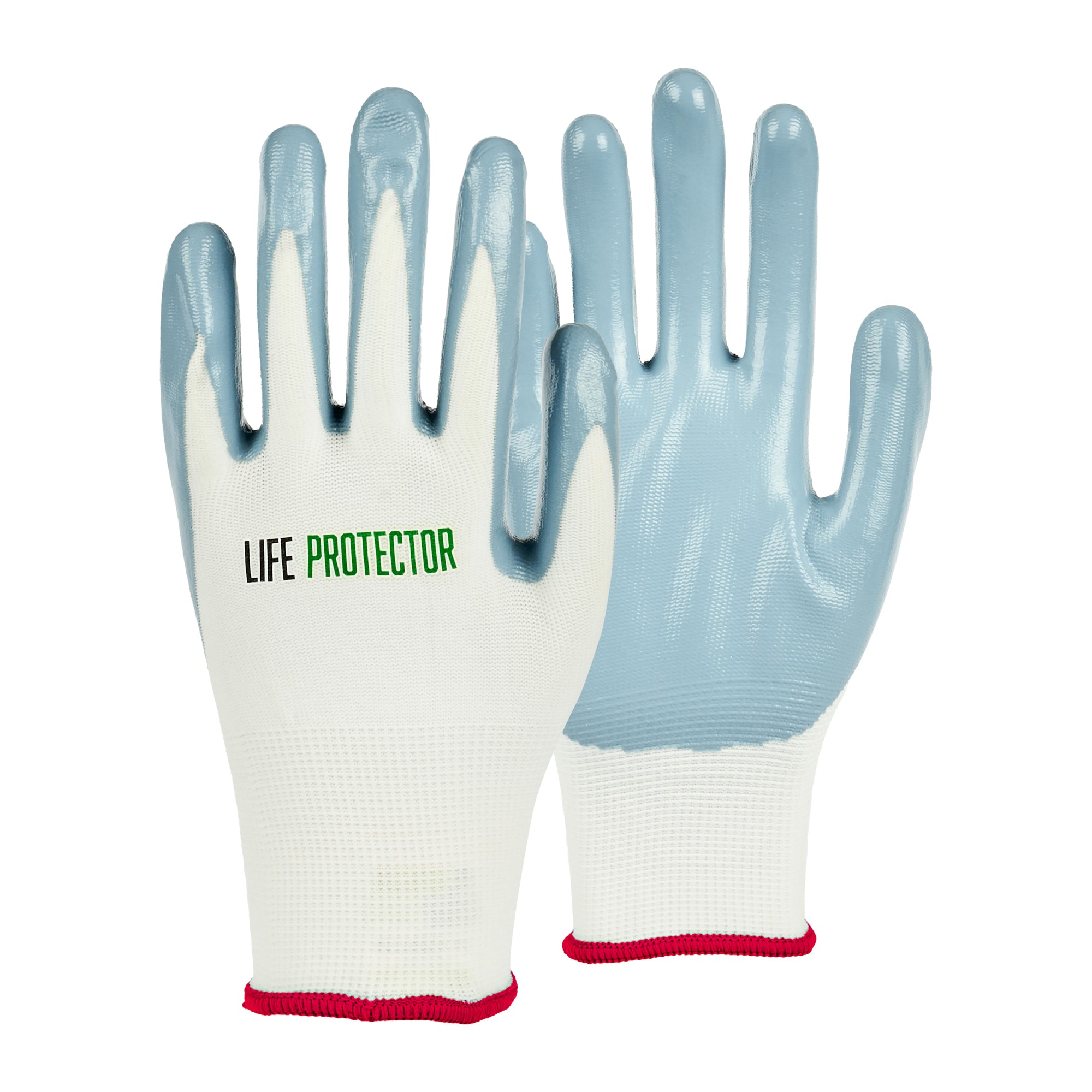 Life Protector White Nylon Small Work Glove - with Flat Nitrile Palm Coating - 10 count box