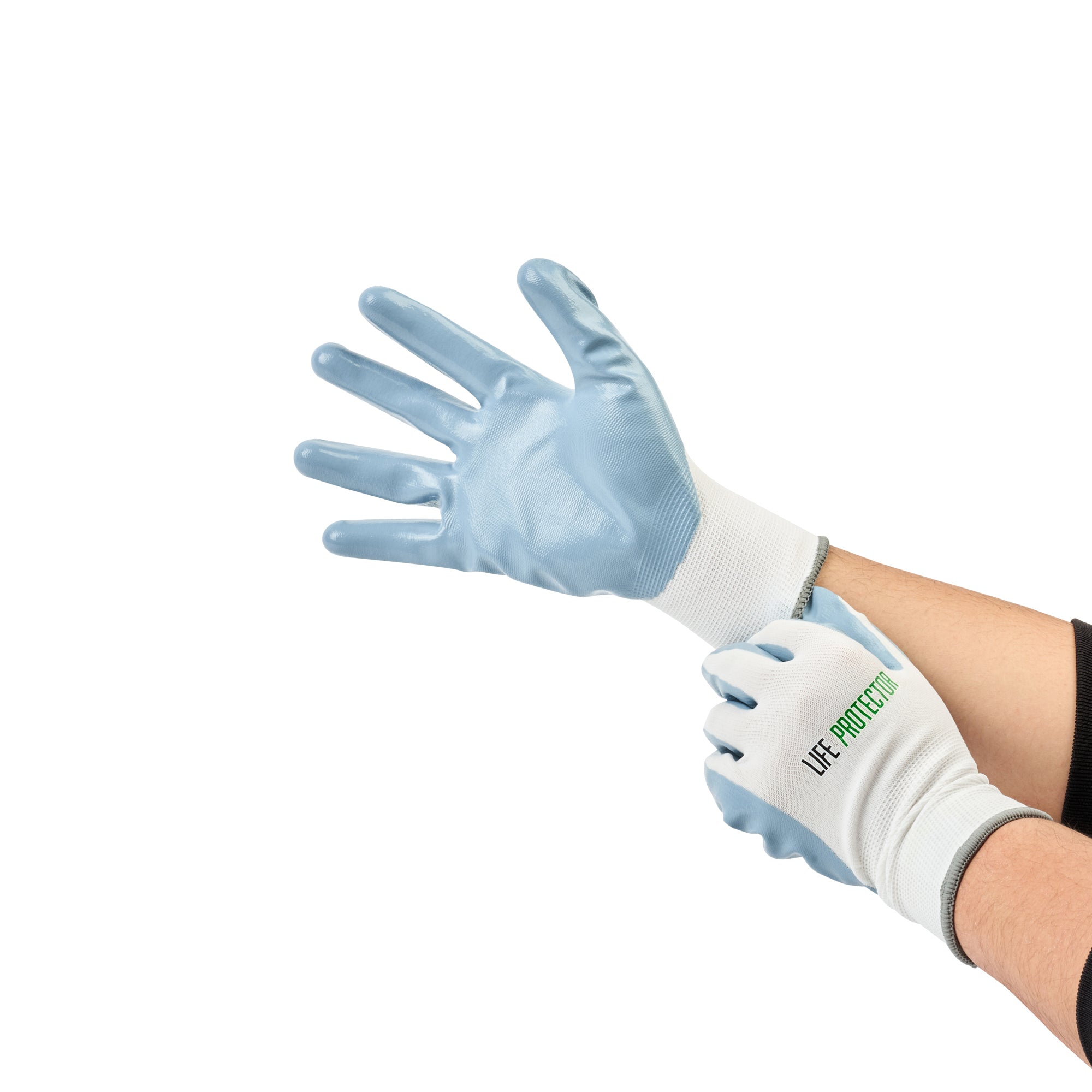 Life Protector White Nylon Extra Large Work Glove - with Flat Nitrile Palm Coating - 10 count box