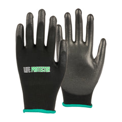 Life Protector Black Nylon Medium Work Glove - with Polyurethane Palm Coating - 10 count box