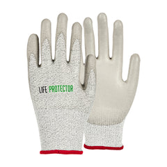 Life Protector Gray HPPE Polyester / Spandex Small Work Glove - with Polyurethane Palm Coating, Cut-Resistant - 10 count box