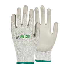 Life Protector Gray HPPE Polyester / Spandex Medium Work Glove - with Polyurethane Palm Coating, Cut-Resistant - 10 count box