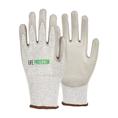 Life Protector Gray HPPE Polyester / Spandex Large Work Glove - with Polyurethane Palm Coating, Cut-Resistant - 10 count box