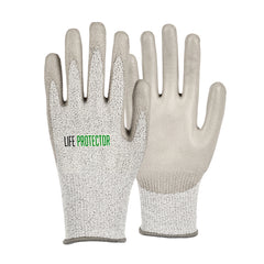 Life Protector Gray HPPE Polyester / Spandex Extra Large Work Glove - with Polyurethane Palm Coating, Cut-Resistant - 10 count box