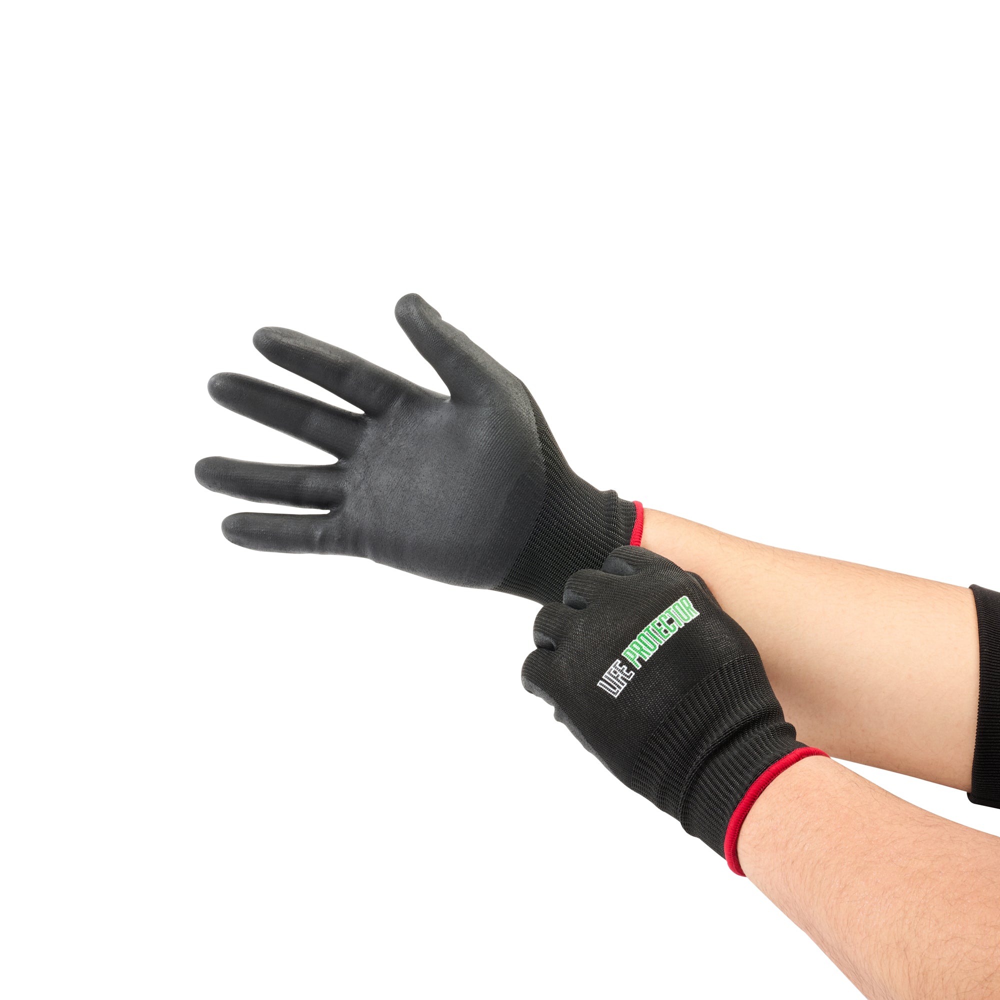 Life Protector Black HPPE Nylon / Spandex Small Work Glove - with Ultra-Thin Foam Nitrile Palm Coating, Cut-Resistant - 10 count box