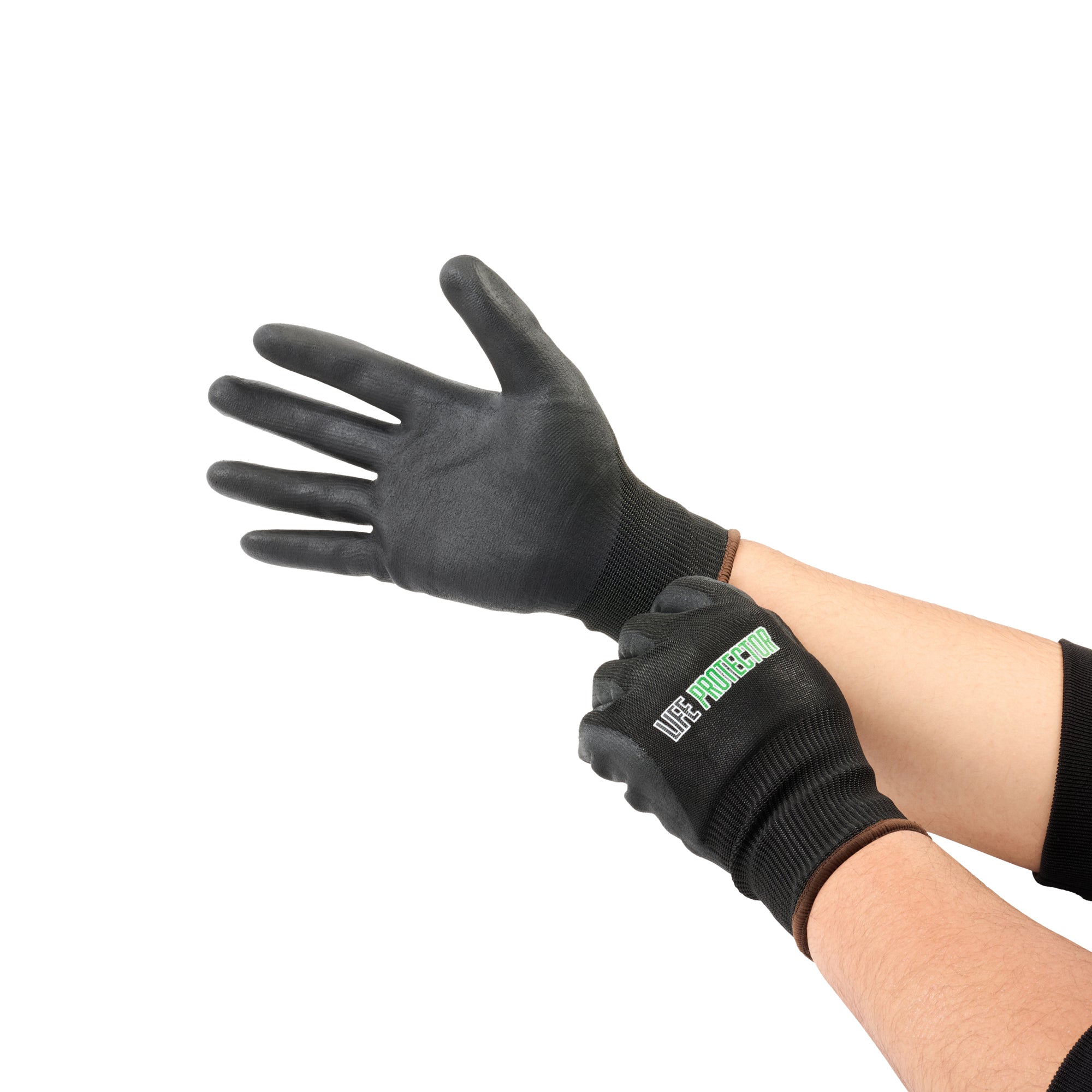 Life Protector Black HPPE Nylon / Spandex Large Work Glove - with Ultra-Thin Foam Nitrile Palm Coating, Cut-Resistant - 10 count box