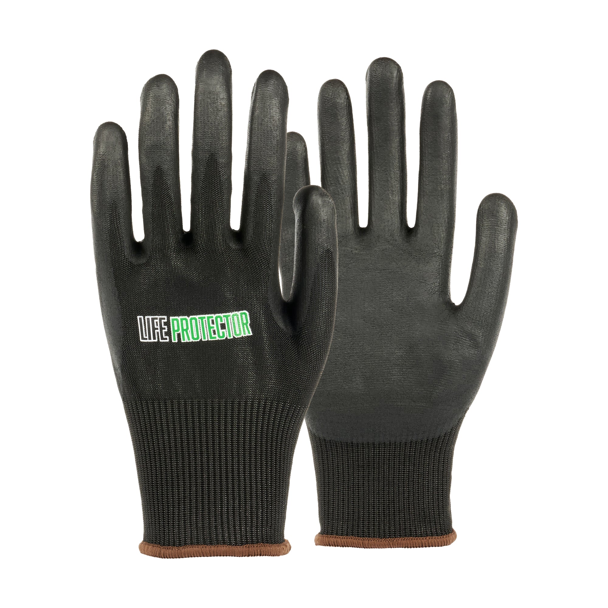 Life Protector Black HPPE Nylon / Spandex Large Work Glove - with Ultra-Thin Foam Nitrile Palm Coating, Cut-Resistant - 10 count box