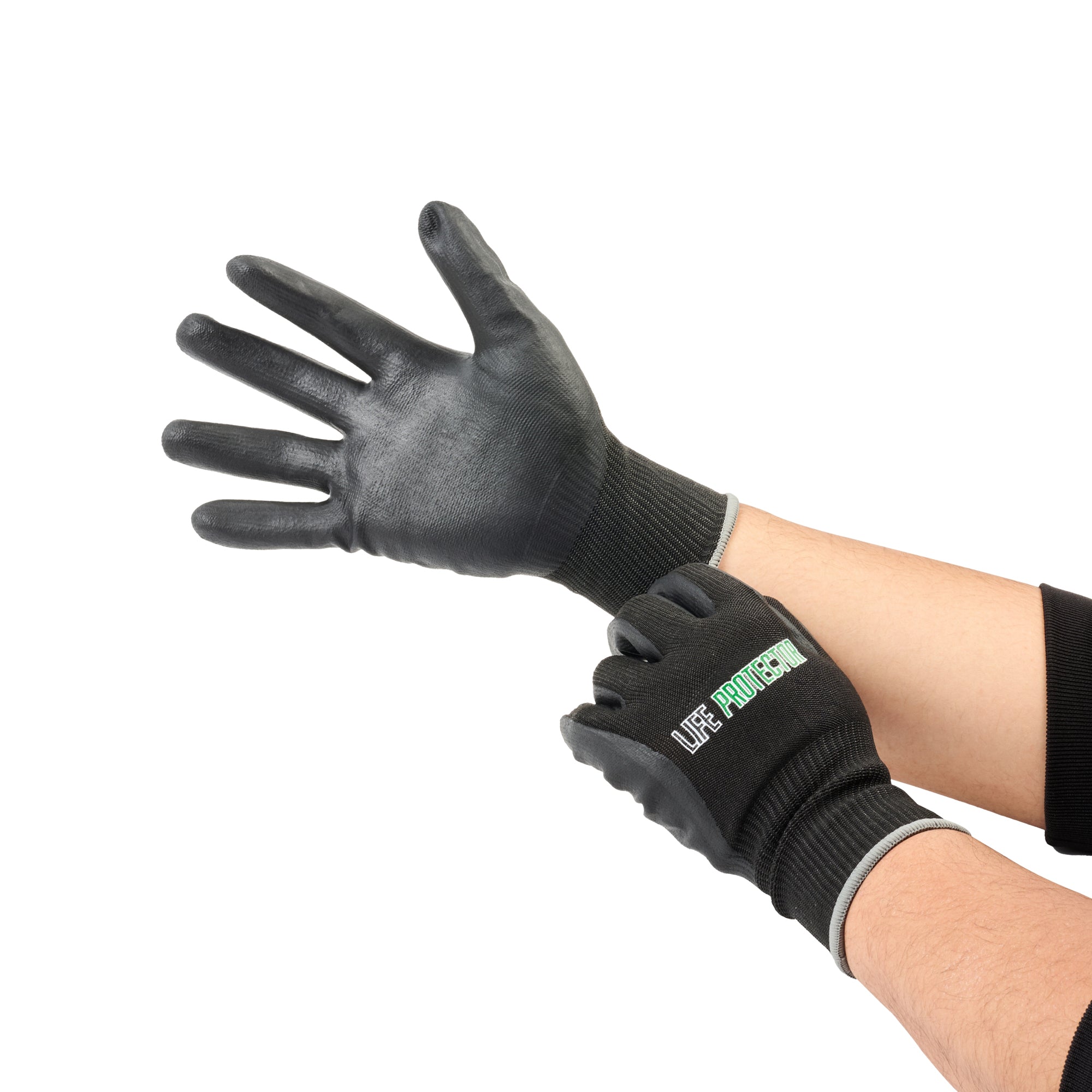 Life Protector Black HPPE Nylon / Spandex Extra Large Work Glove - with Ultra-Thin Foam Nitrile Palm Coating, Cut-Resistant - 10 count box