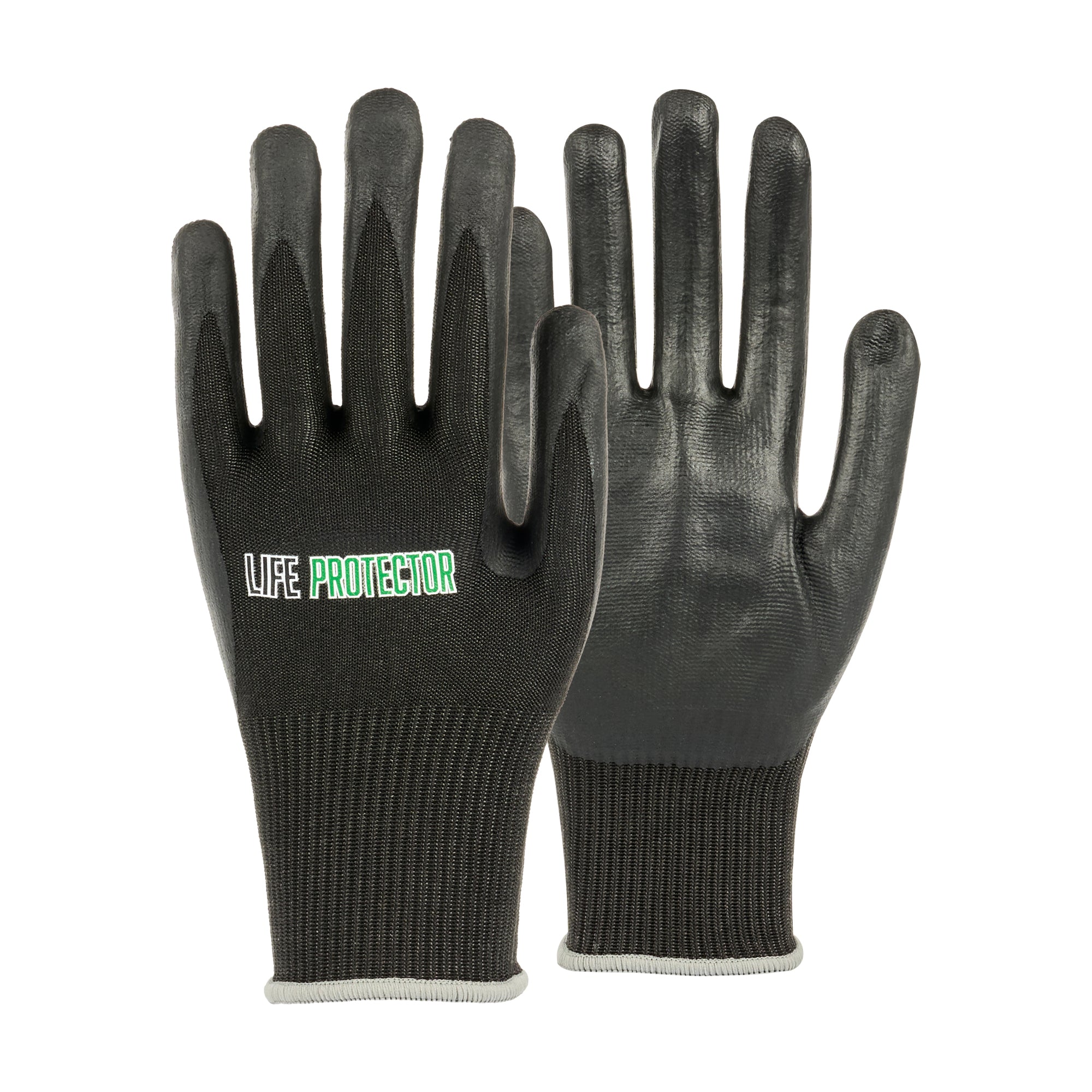 Life Protector Black HPPE Nylon / Spandex Extra Large Work Glove - with Ultra-Thin Foam Nitrile Palm Coating, Cut-Resistant - 10 count box