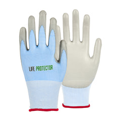 Life Protector Light Blue Diamond Blend Small Work Glove - with Foam Polyurethane Palm Coating, Cut-Resistant - 10 count box