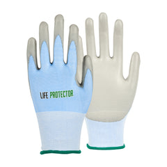 Life Protector Light Blue Diamond Blend Medium Work Glove - with Foam Polyurethane Palm Coating, Cut-Resistant - 10 count box