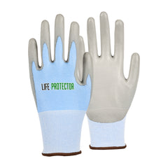 Life Protector Light Blue Diamond Blend Large Work Glove - with Foam Polyurethane Palm Coating, Cut-Resistant - 10 count box