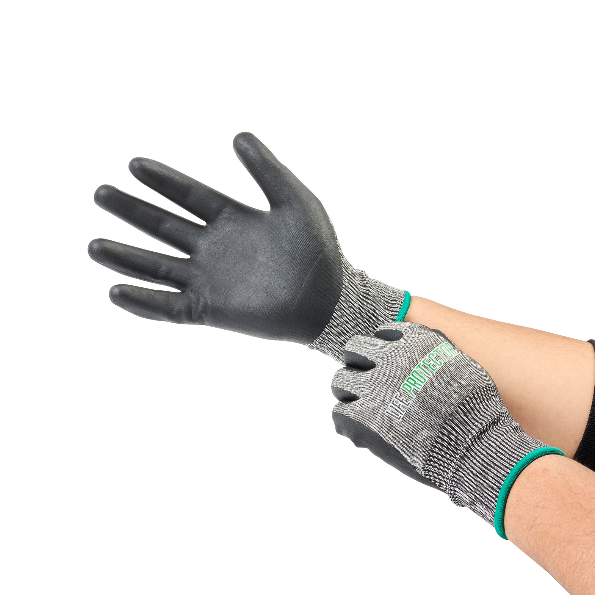 Life Protector Gray HPPE Polyester / Spandex Medium Work Glove - with Ultra-Thin Foam Nitrile Palm Coating, Cut-Resistant - 10 count box