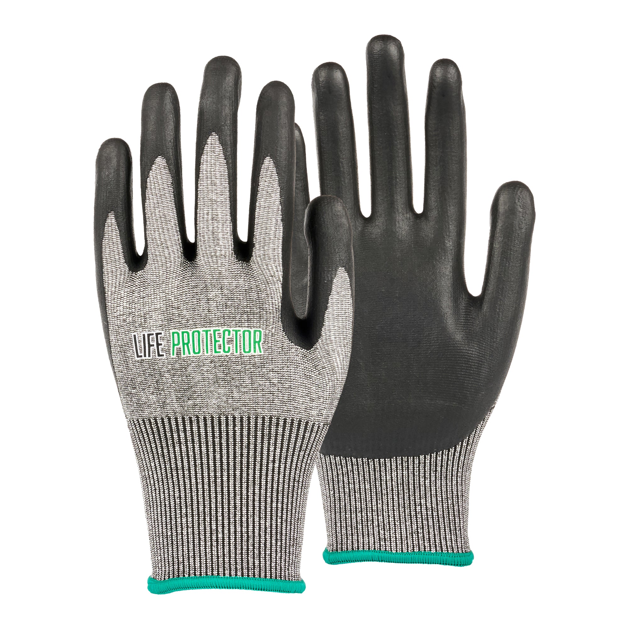 Life Protector Gray HPPE Polyester / Spandex Medium Work Glove - with Ultra-Thin Foam Nitrile Palm Coating, Cut-Resistant - 10 count box