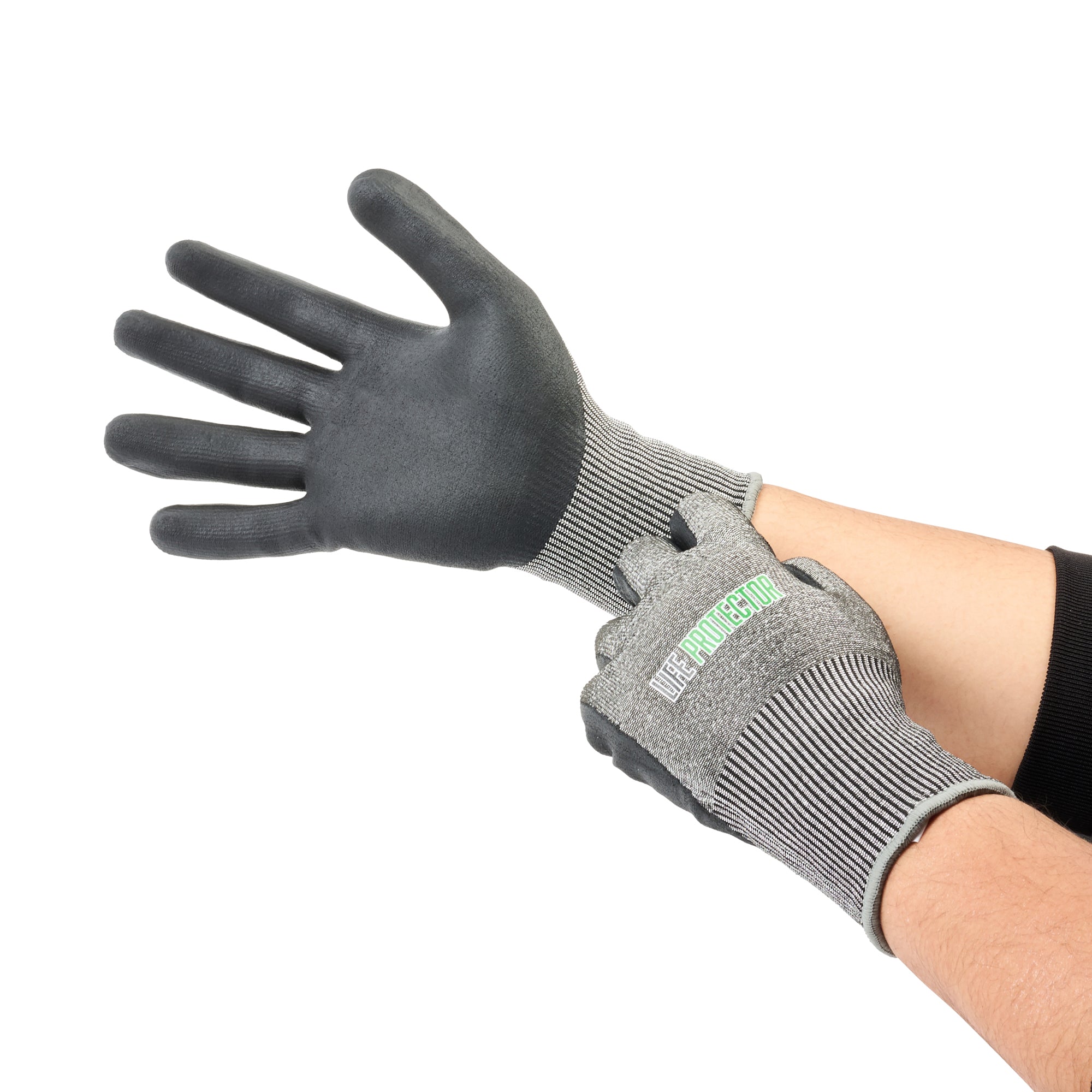 Life Protector Gray HPPE Polyester / Spandex Extra Large Work Glove - with Ultra-Thin Foam Nitrile Palm Coating, Cut-Resistant - 10 count box