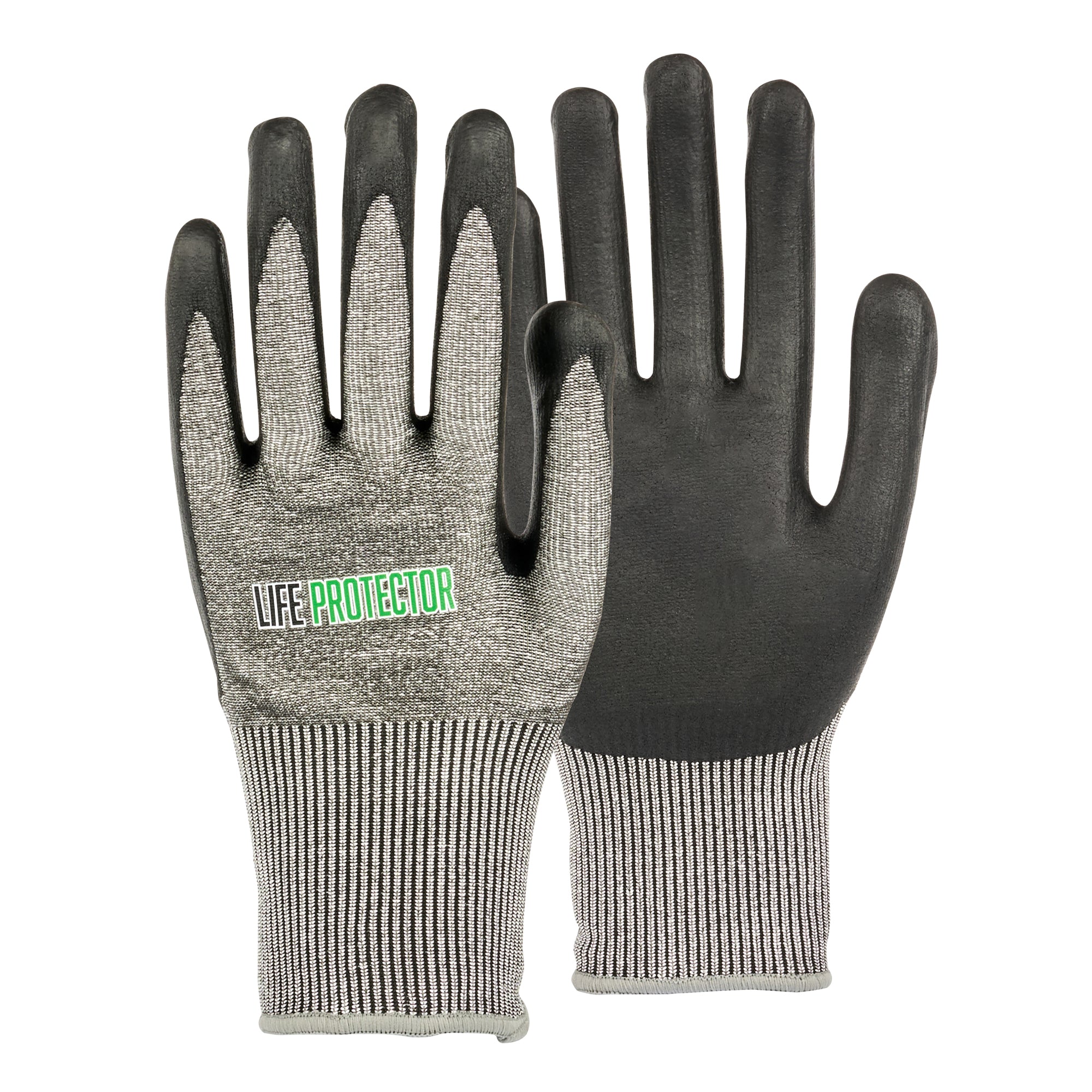 Life Protector Gray HPPE Polyester / Spandex Extra Large Work Glove - with Ultra-Thin Foam Nitrile Palm Coating, Cut-Resistant - 10 count box