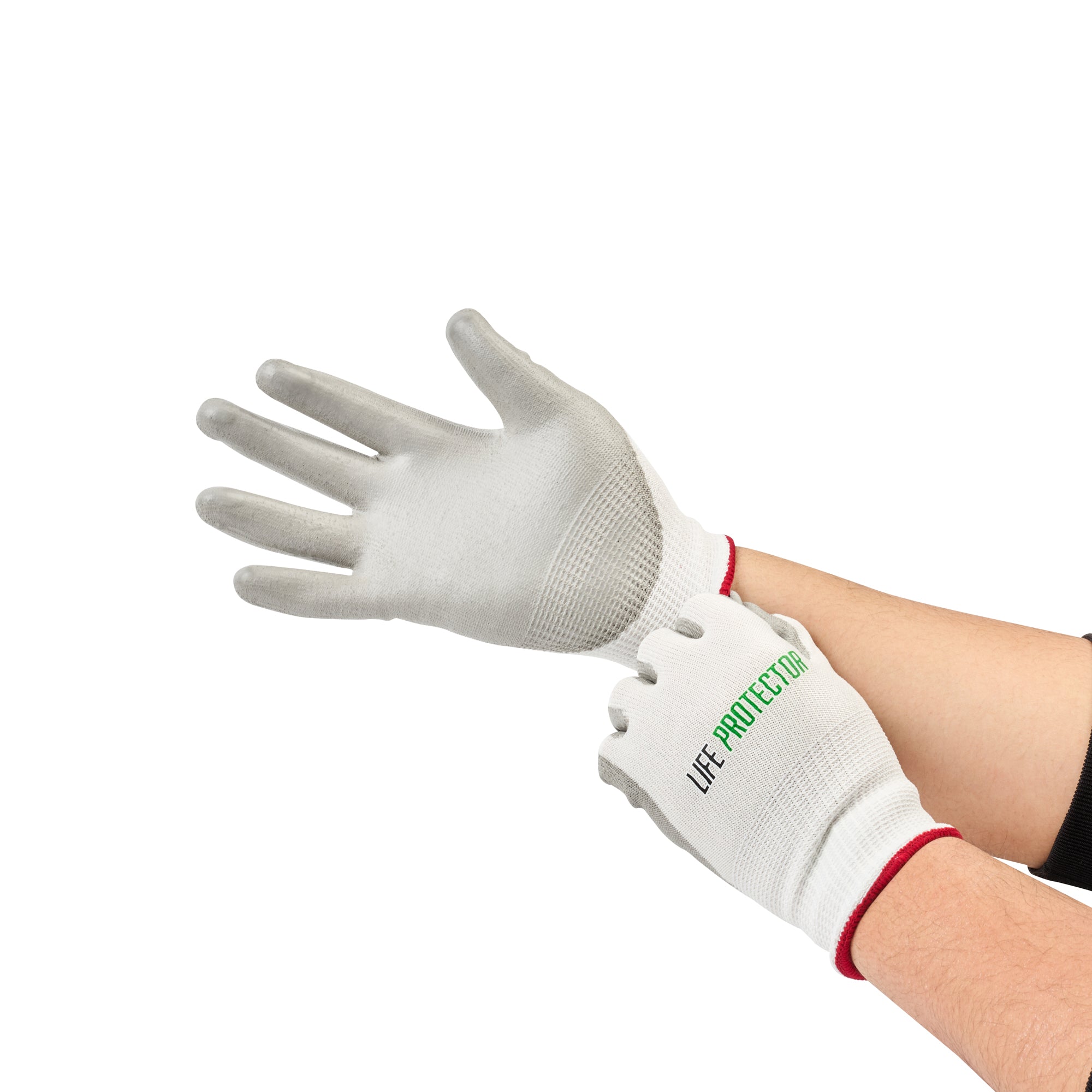 Life Protector White HPPE Polyester / Spandex Small Work Glove - with Polyurethane Palm Coating, Cut-Resistant - 10 count box