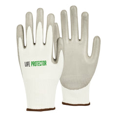 Life Protector White HPPE Polyester / Spandex Large Work Glove - with Polyurethane Palm Coating, Cut-Resistant - 10 count box