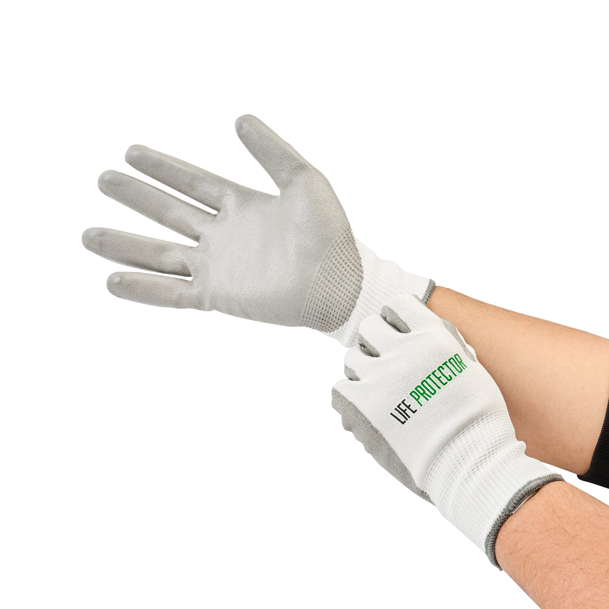 Life Protector White HPPE Polyester / Spandex Extra Large Work Glove - with Polyurethane Palm Coating, Cut-Resistant - 10 count box