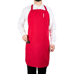 RW Base Red Standard Bib Apron - with 3 Pockets - 32 1/2'' x 27 1/2'' - 100 count box