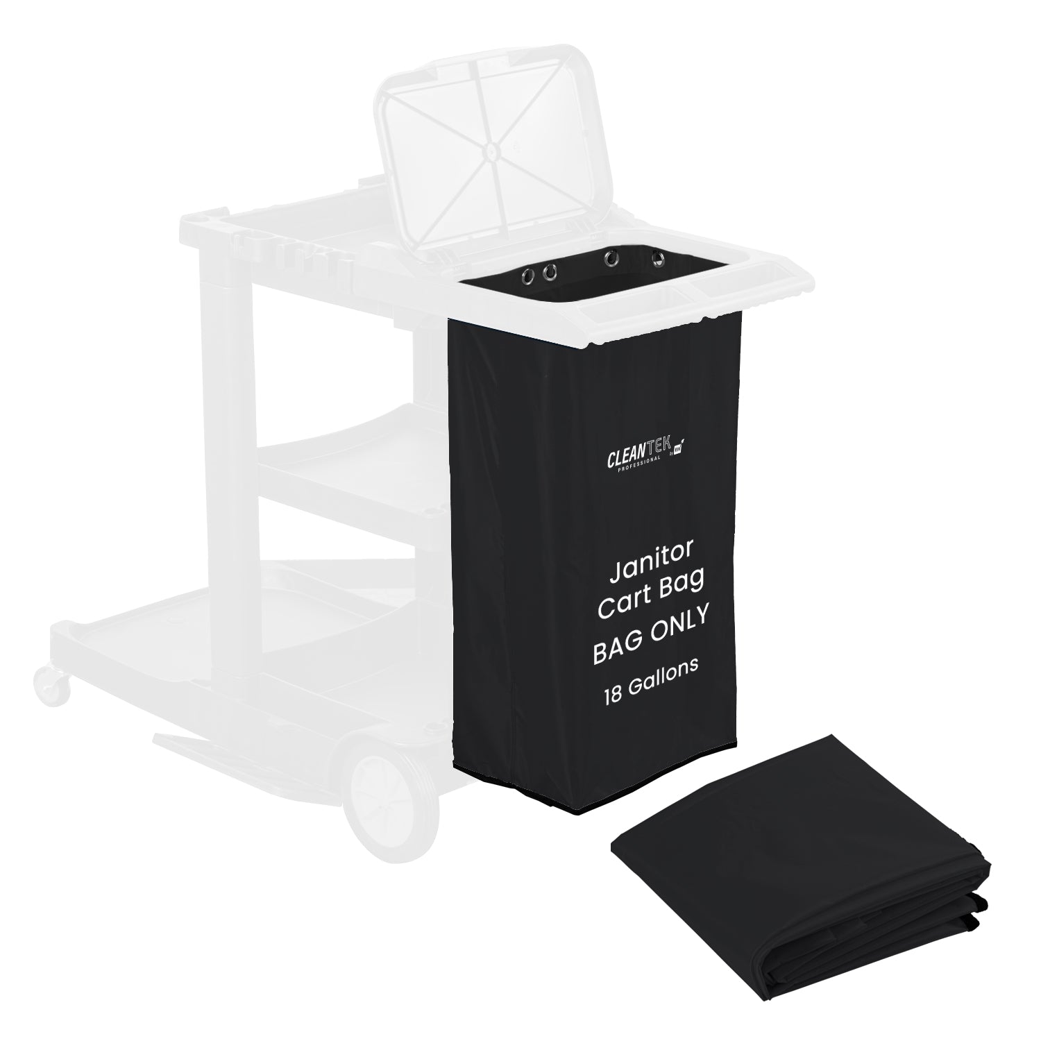 Clean Tek Professional Black Plastic Bag - for Heavy Duty 3-Shelf Janitor Cart - 1 count box