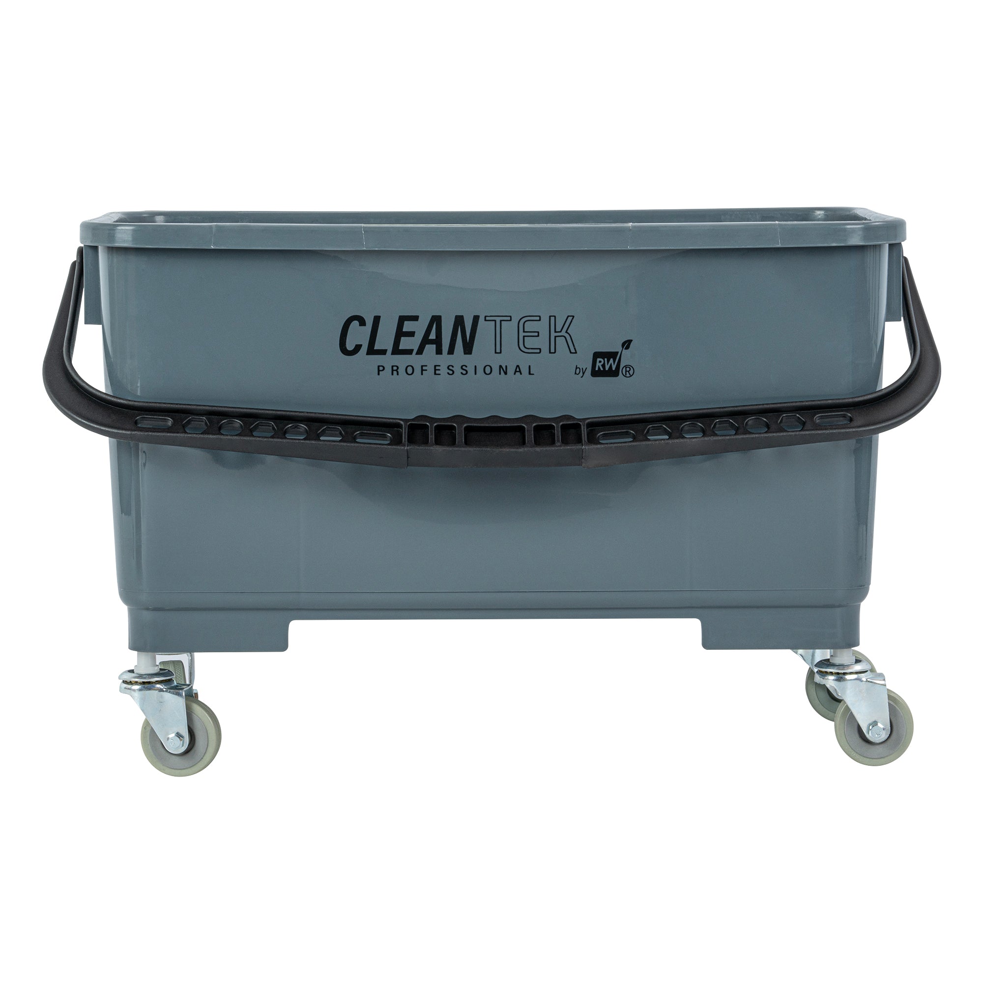 Clean Tek Professional 25 Qt Gray Bucket - with Wheels, Sieve - 22" x 11 1/2" x 13 1/2" - 1 count box