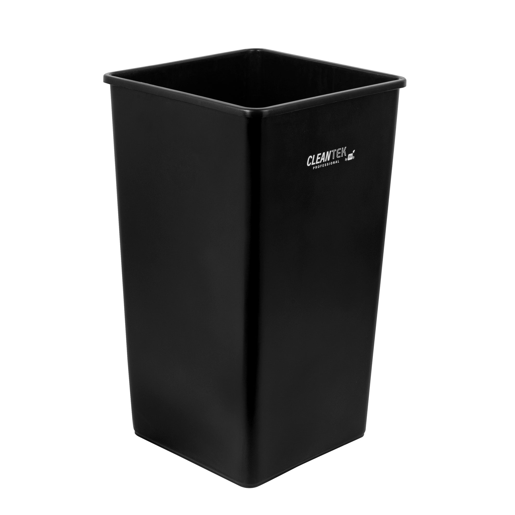 Clean Tek Professional 50 gal Square Black Plastic Trash Can - 19 1/2" x 19 1/2" x 34 1/4" - 1 count box