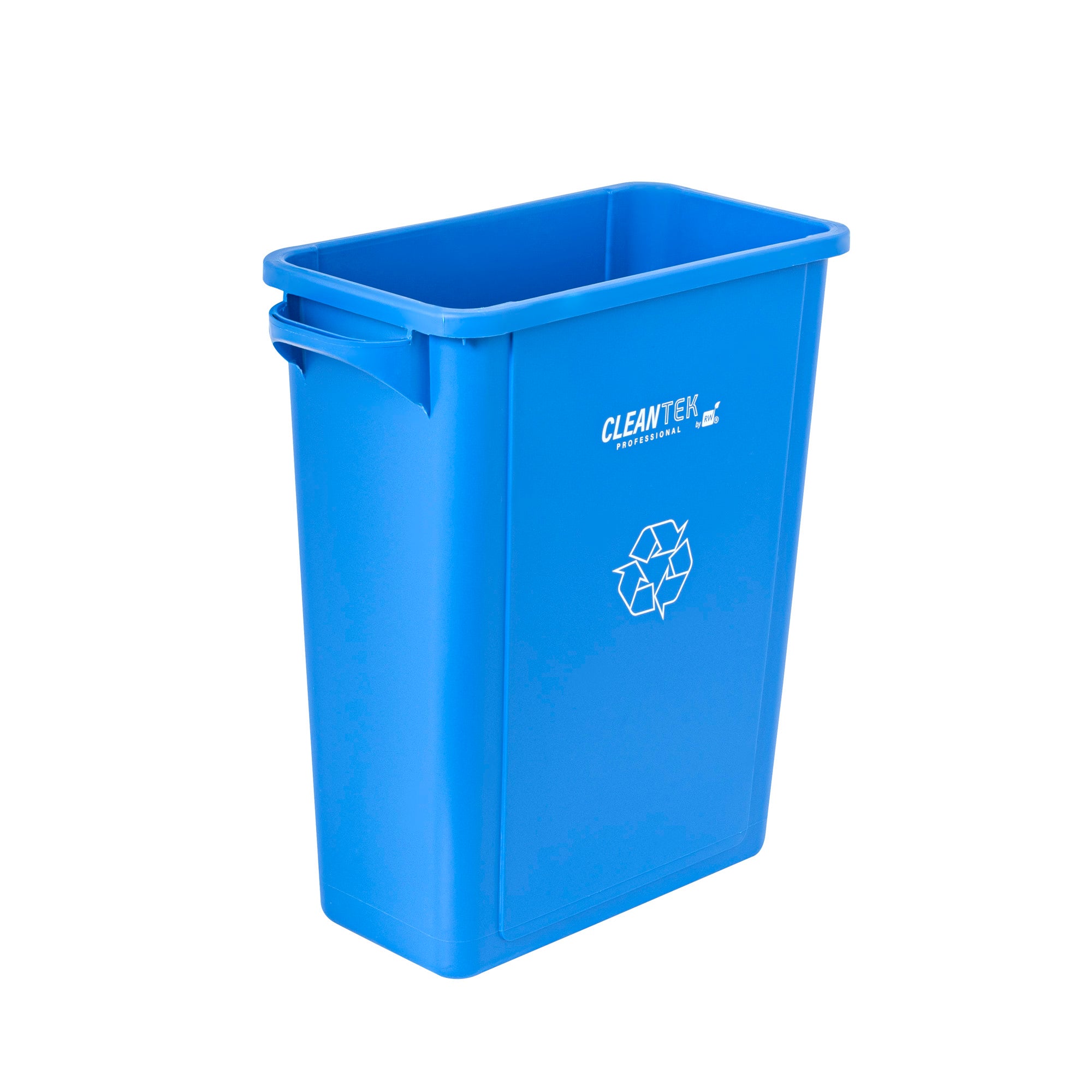 Clean Tek Professional 15 gal Rectangle Blue Plastic Slim Recycling Bin - with Handles - 24" x 10 3/4" x 24 3/4" - 1 count box