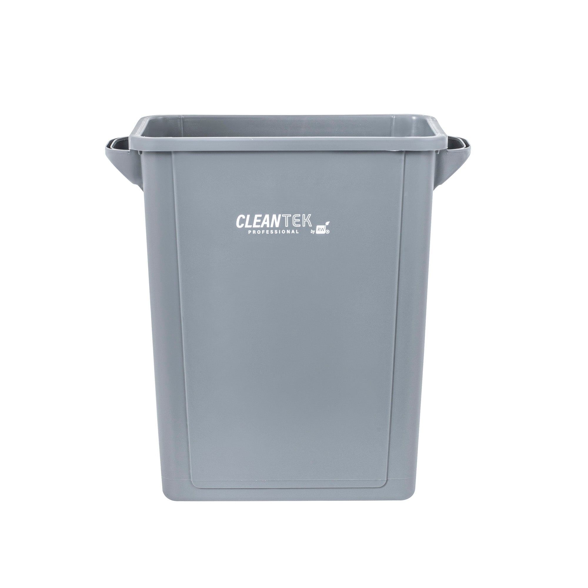 Clean Tek Professional 15 gal Rectangle Gray Plastic Slim Trash Can - with Handles - 24" x 10 3/4" x 24 3/4" - 1 count box