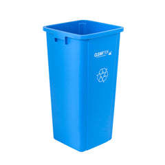 Clean Tek Professional 23 gal Square Blue Plastic Recycling Bin - 16