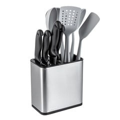 Met Lux Stainless Steel Knife and Utensil Holder - with Drip Tray - 7 3/4